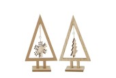 Kerstboom hout op standaard 15x5x28cm Natural/grijs