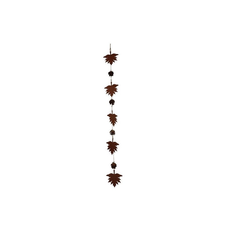 Guirlande bladeren metaal 13x5x34cm bruin