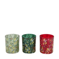 Photophore verre 7x7x8cm vert mix