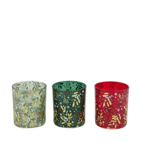 Photophore verre 7x7x8cm vert mix