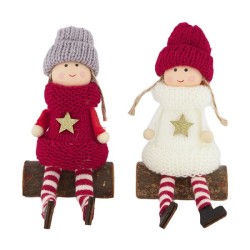 Poupée polyester sur support 7x4,5x12cm rouge/blanc