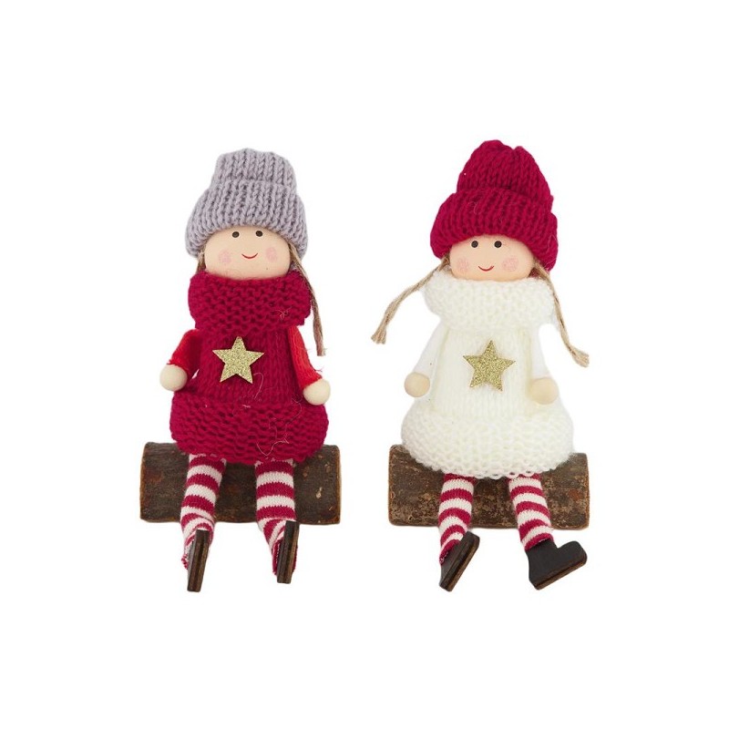 Popje polyester op standaard 7x4.5x12cm rood/wit