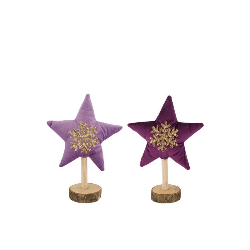 Etoile polyester sur pied 17x6x23cm violet