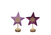 Ster polyester op standaard 17x6x23cm paars