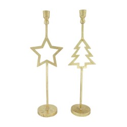 Bougeoir arbre/étoile métal 16x10,6x51,5cm doré
