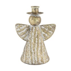 Bougeoir ange métal 16,5x11,8x22cm doré