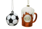 Decoris Kersthanger kunststof | voetbal of bierpul | L6.4x B7.3 x H9.6 cm
