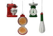 Decoris Kersthanger kunststof keukenhulpjes Mixer, weegschaal, Wafelmaker of Garde