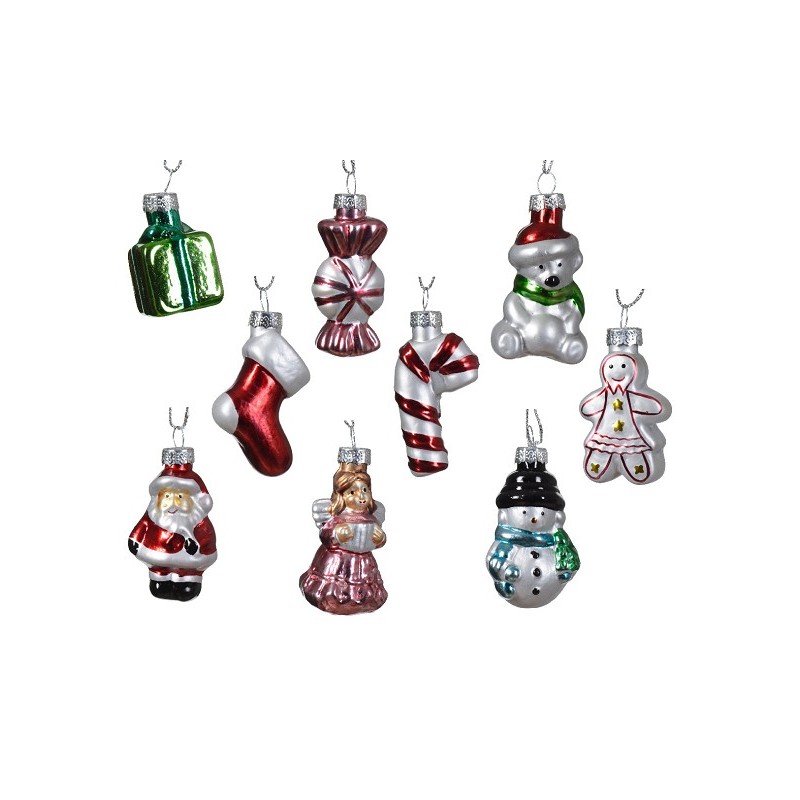 Decoris Figurines de Noël en verre 9 différentes en boîte H4cm