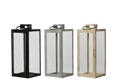 Lanterne Decoris en métal H48cm L18,5cm disponible en noir, gris clair ou beige