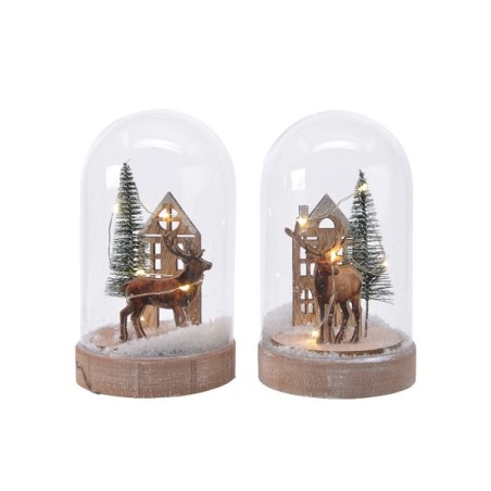 Lumineo Micro LED Stolp met verlicht kersttafereel H14,5cm Dia8,5cm