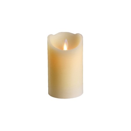 Lumineo Bougie ondulante LED en cire Crème H12,5 cm Dia 7,5 cm avec minuterie 6 heures - fonctionne sur piles 2x AAA (non inclus