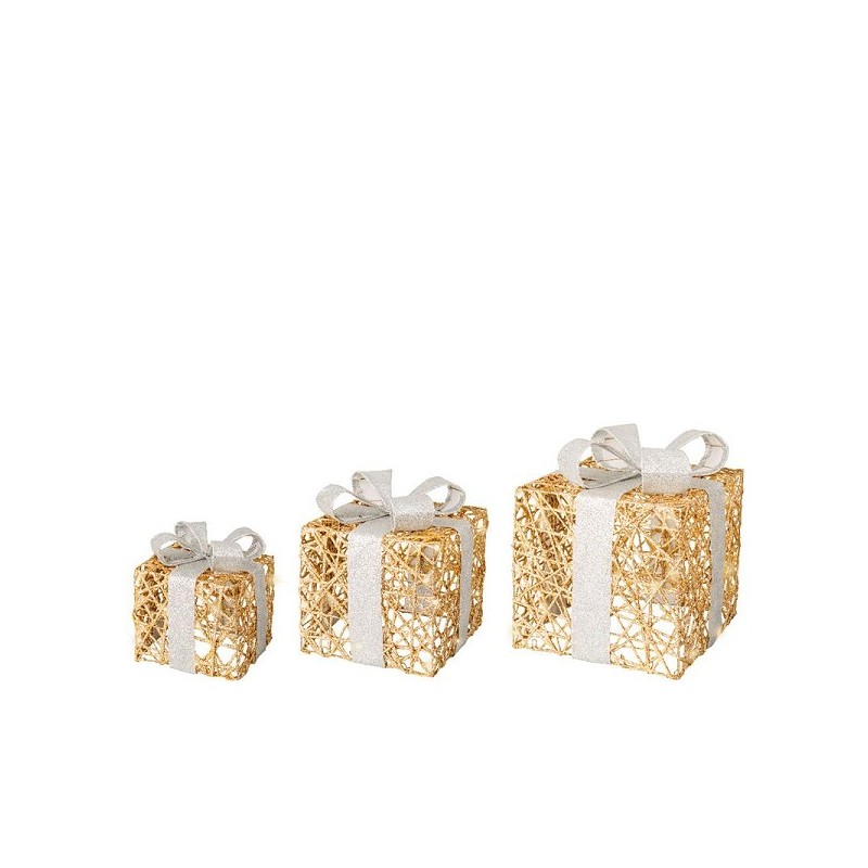 Lumineo Coffret cadeau 3 pièces couleur or avec éclairage LED - avec minuterie 6 heures