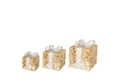 Lumineo Cadeauset 3-delig goudkleurig met  LED verlichting- met 6 uurs timer
