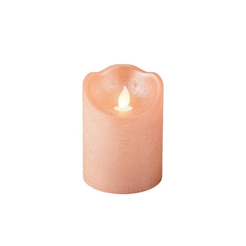 Lumineo LED waving kaars wax Licht Roze H10cm  Dia 7,5 cm met 6 uurs timer-werkt op batterijen 2x AAA ( niet inbegrepen)