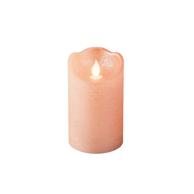 Lumineo LED waving kaars wax Licht Roze H12,5cm  Dia 7,5 cm met 6 uurs timer-werkt op batterijen 2x AAA ( niet inbegrepen)
