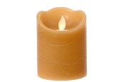 Lumineo LED waving kaars wax Licht Bruin H10cm  Dia 7,5 cm met 6 uurs timer-werkt op batterijen 2x AAA ( niet inbegrepen)