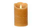 Lumineo LED waving kaars wax Licht Bruin H12,5cm  Dia 7,5 cm met 6 uurs timer-werkt op batterijen 2x AAA ( niet inbegrepen)