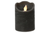 Bougie ondulante LED Lumineo cire Anthracite H10cm Dia 7,5 cm avec minuterie 6 heures - fonctionne avec 2 piles AAA (non incluse