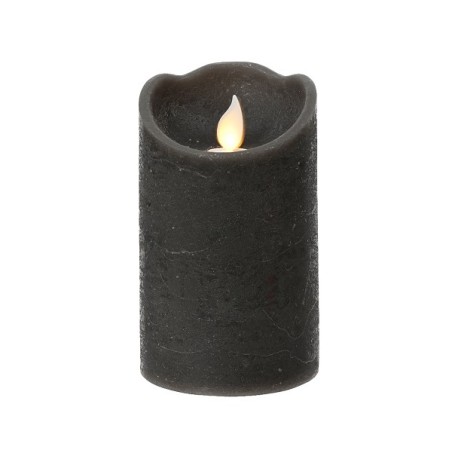 Bougie ondulante LED Lumineo cire Anthracite H12,5cm Dia 7,5cm avec minuterie 6 heures - fonctionne avec 2 piles AAA (non fourni