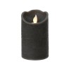 Bougie ondulante LED Lumineo cire Anthracite H12,5cm Dia 7,5cm avec minuterie 6 heures - fonctionne avec 2 piles AAA (non fourni