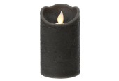 Bougie ondulante LED Lumineo cire Anthracite H12,5cm Dia 7,5cm avec minuterie 6 heures - fonctionne avec 2 piles AAA (non fourni