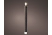 Lumineo LED dinerkaars wax Antraciet 2 stuks - H24,5cm Dia 2,2 cm- met 6 uurs timer-werkt op batterijen 2x AAA ( niet inbegrepen