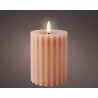 Lumineo LED kaars wax ribbel Licht Roze H12,3cm Dia 7,5 cm met 6 uurs timer-werkt op batterijen 2x AAA ( niet inbegrepen)