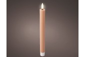 Lumineo LED dinerkaars wax ribbel Licht Roze - H24,5cm Dia 2,2 cm - met 6 uurs timer-werkt op batterijen 2x AAA ( niet inbegrepe