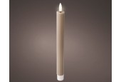 Lumineo LED dinerkaars wax ribbel Licht Grijs 2 stuks - H24,5cm Dia 2,2 cm- met 6 uurs timer- werkt op batterijen 2x AAA ( niet 