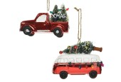 Decoris Pendentif de Noël en plastique Camion ou Van VW rouge
