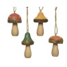 Decoris Hangdeco Paddenstoel vurenhout H6,5cm verkrijgbaar in rood, groen, oranje of okergeel