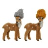 Decoris Kersthanger hert met grijs of bruin gebreid mutsje H10,5cm