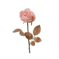 Decoris Roos polyester op steel - met glitters roze H57cm