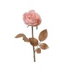 Decoris Roos polyester op steel - met glitters roze H57cm