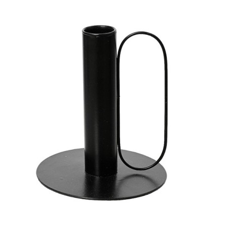 Decoris Kandelaar op voet metaal mat zwart H8cm B8cm