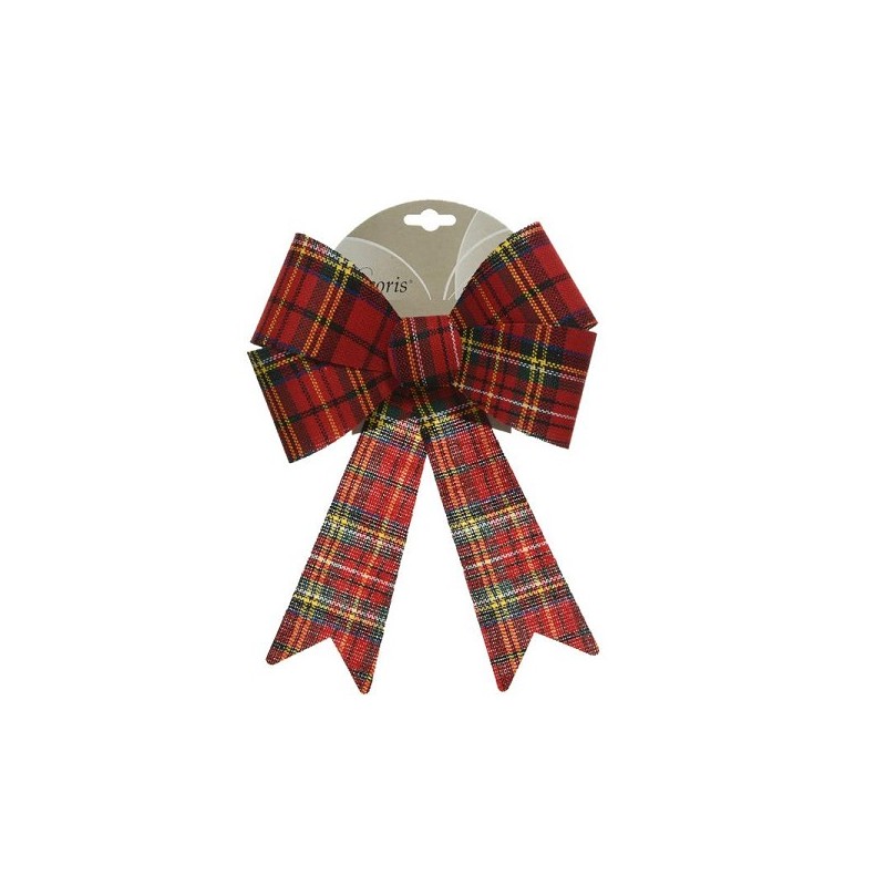 Tartan polyester Decoris Bowknot -L22cm W26cm- avec fil pliable