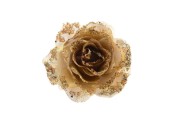 Decoris Roos op clip polyester glitters Goud