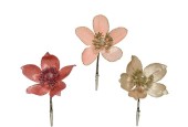 Decoris Bloem met glitters op clip Dia 12 cm verkrijgbaar in Licht Roze, Rood of Wit