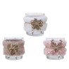 Decoris Theelichthouder glas met bont en kerstfiguur van hout hert, ster of sneeuwvlok- H7,5 cm dia 7 cm