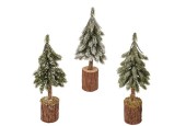 Everlands Mini kerstboom op houten voet- besneeuwd -H21cm