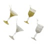 Decoris Kersthanger kunststof wijnglas met glitters in goud of zilver H10cm