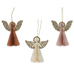 Decoris Hangdeco Ange en papier avec ailes pailletées - fsc 100% - H14cm Dia 10cm