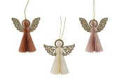 Decoris Hangdeco Engel van papier met glitter vleugels- fsc 100%- H14cm Dia 10cm