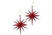 Boltze Home Pendentif de Noël Étoile Tove avec paillettes 2 pièces rouge dia 15cm