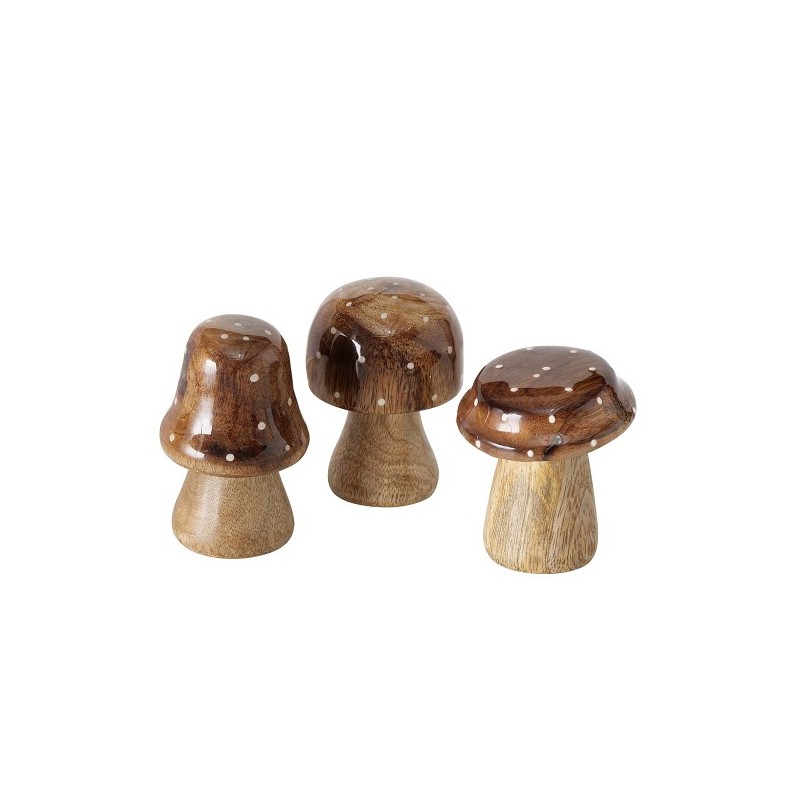 Boltze Home Paddenstoel Clozzy van Mangohout bruin met glanzende top H7cm Dia5cm