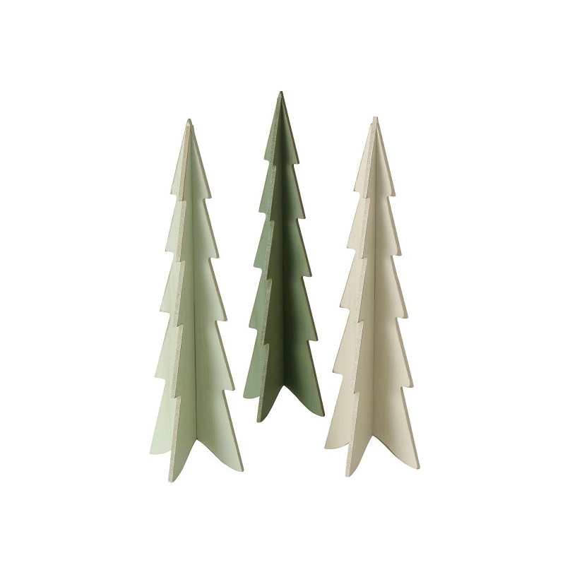 Boltze Home Decoratieve Kerstboom Teodor MDF H35,5 cm in donkergroen lichtgroen of crème