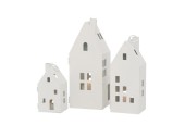 Boltze Home Lanterne métal Vybano lot de 3 pièces modèle maison - blanc H18cm, H26cm et H32cm