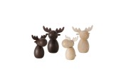 Boltze Home Kerstfiguur houten hert Alf set a 2 stuks H10cm en H12cm in  licht bruin of donker bruin