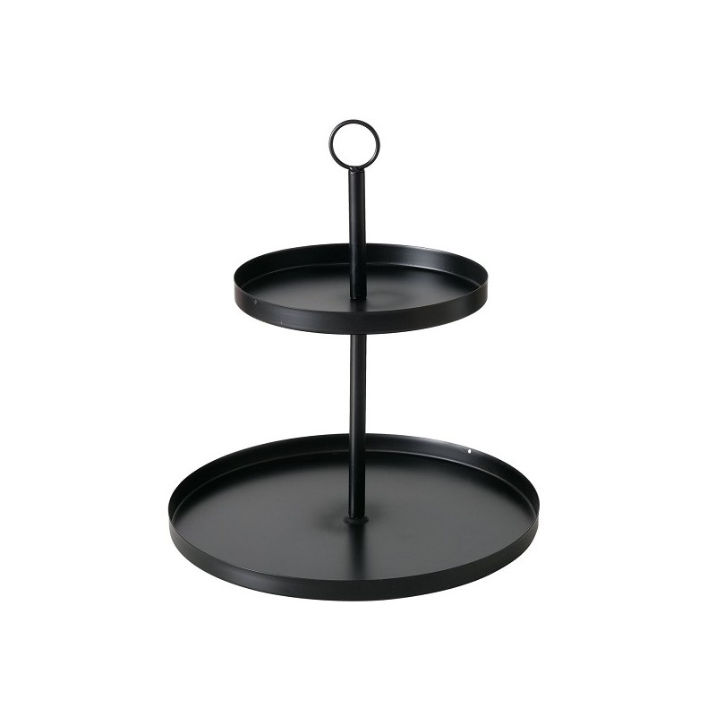 Boltze Home Etagère Samina  zwart metaal H32cm 2-laags